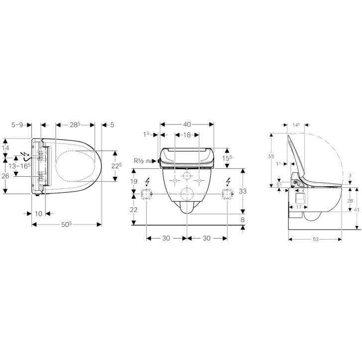 Geberit AquaClean - Elektronický bidet AquaClean 4000 s keramikou, Rimfree, SoftClosing, alpská bílá 146.135.11.1