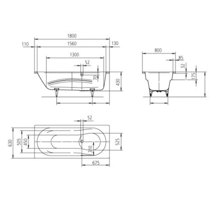 Kaldewei Ambiente - Vana Vaio Set 946, 180x80 cm, bílá 234600010001