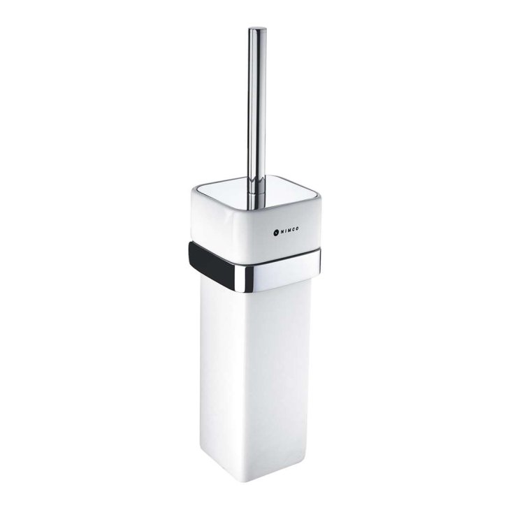 Nimco Kibo - WC štětka nástěnná s držákem, bílá/chrom Ki 14094K-26