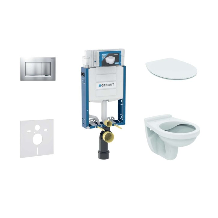 Geberit Kombifix - Set předstěnové instalace, klozet Alpha se sedátkem, tlačítko Sigma20, chrom mat/chrom 110.302.00.5 ND7