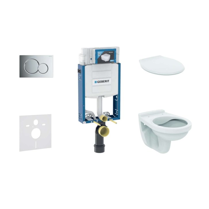 Geberit Kombifix - Set předstěnové instalace, klozet Alpha se sedátkem, tlačítko Sigma01, lesklý chrom 110.302.00.5 NR2