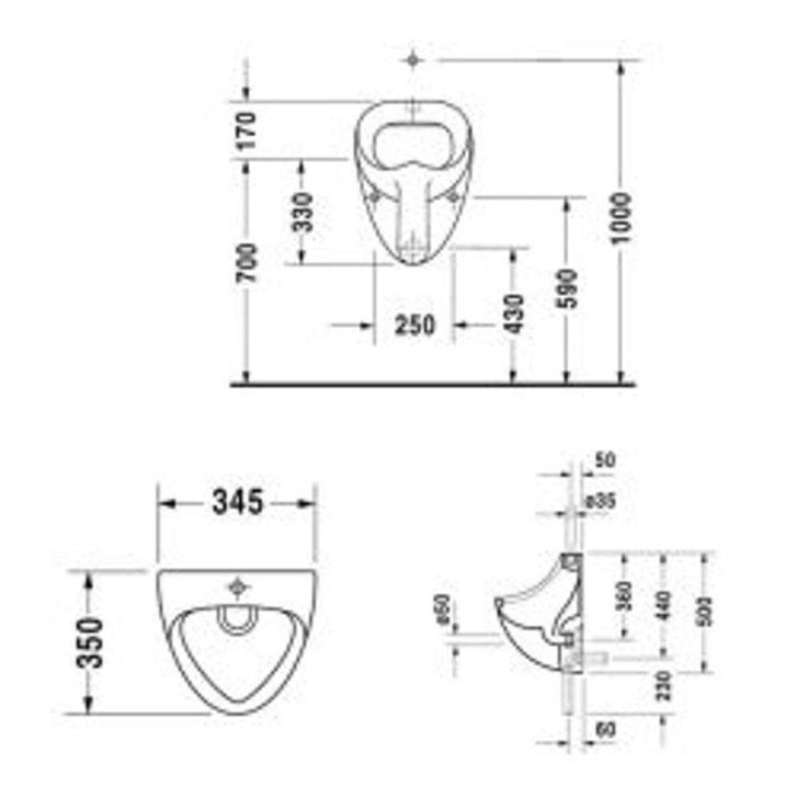 Duravit Urinals - Urinál Jim, bílý 0850350000