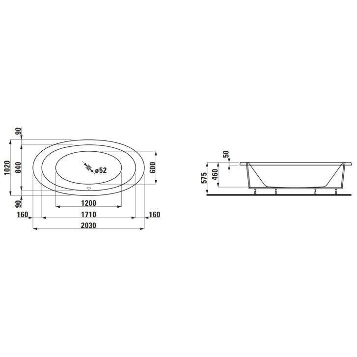 Laufen Il Bagno Alessi One - Vestavná vana 203x102 cm, s masážním systémem, LED osvětlením a senzorem, dezinfekcí, bílá H2439700006951