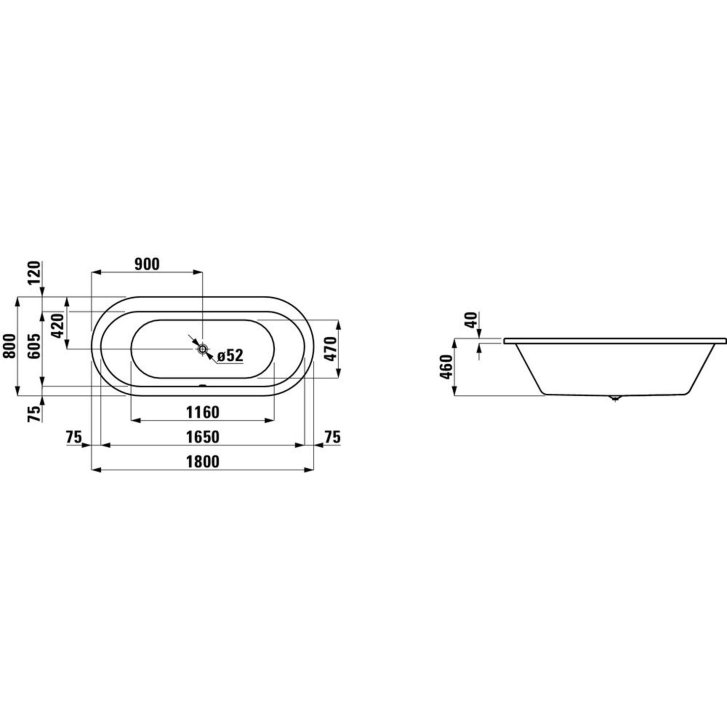 Laufen Solutions - Vana, 180x80 cm, bílá H2245100000001