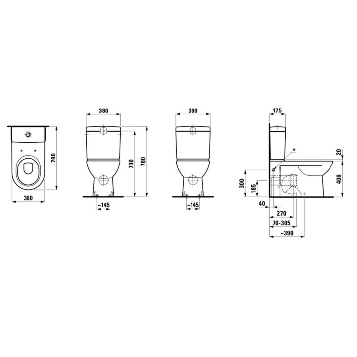Laufen Pro - WC kombi mísa, 67x36 cm, zadní/spodní odpad, s LCC, bílá H8249584000001