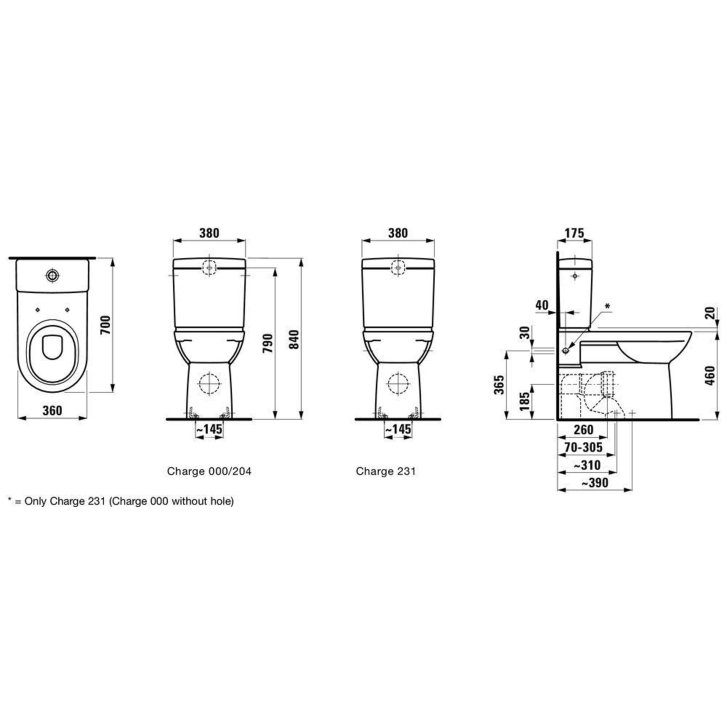 Laufen Pro - WC kombi mísa, 70x36 cm, zadní/spodní odpad, s LCC, bílá H8249554000001