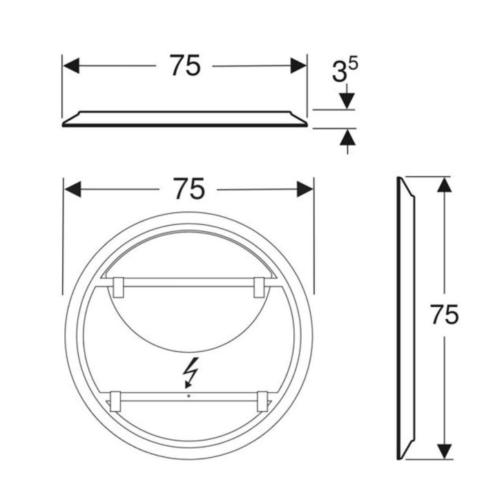 Geberit Option - Zrcadlo s LED osvětlením, průměr 75 cm 502.798.00.1