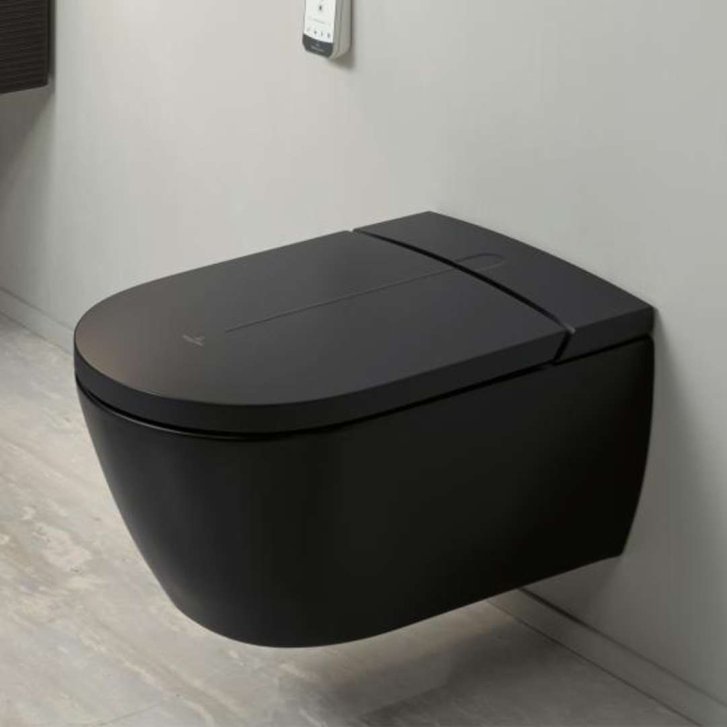 Villeroy & Boch ViClean - Elektronický bidet s keramikou, Rimless, CeramicPlus, SoftClosing, Pure Black V0E200R7