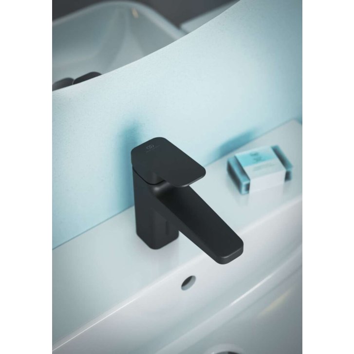 Ideal Standard Ceraplan iX - Hybridní umyvadlová baterie, s výpustí ClickClack, bateriové napájení, hedvábná černá BD283XG