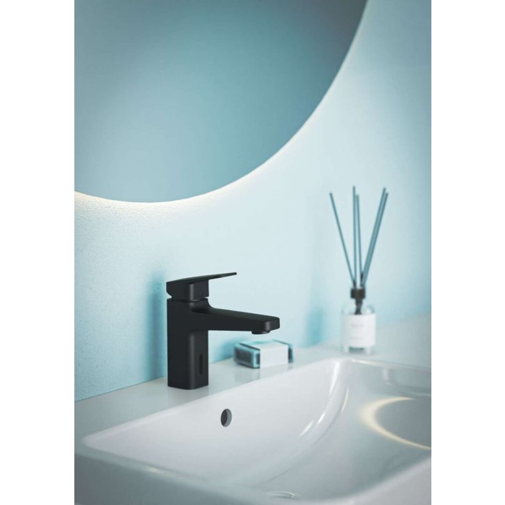Ideal Standard Ceraplan iX - Hybridní umyvadlová baterie, s výpustí ClickClack, bateriové napájení, hedvábná černá BD283XG