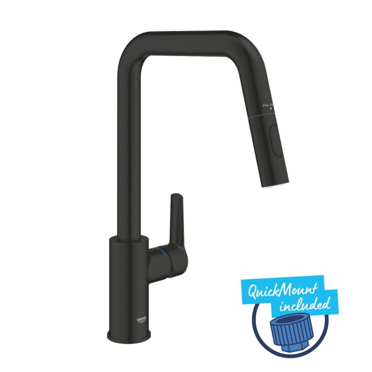 Grohe QuickFix Start - Dřezová baterie s výsuvnou sprškou, matná černá 306312430
