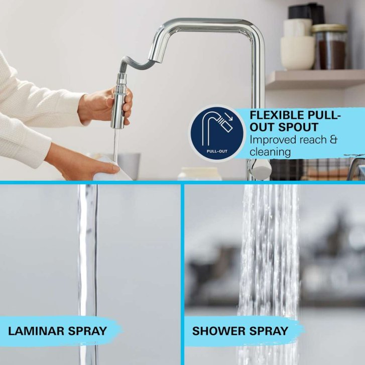 Grohe QuickFix Start - Dřezová baterie s výsuvnou sprškou, matná černá 306312430