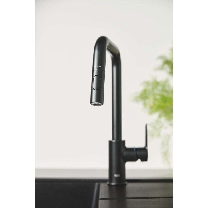Grohe QuickFix Start - Dřezová baterie s výsuvnou sprškou, matná černá 306312430