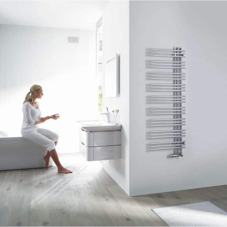 Zehnder Yucca Asym - Koupelnový radiátor 130x48 cm, rovný, jednořadý, chrom YAC-130-050