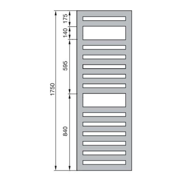 Zehnder Metropolitan Spa - Koupelnový radiátor 175x60 cm, rovný, středové připojení 5 cm, bílý lak MET-180-060