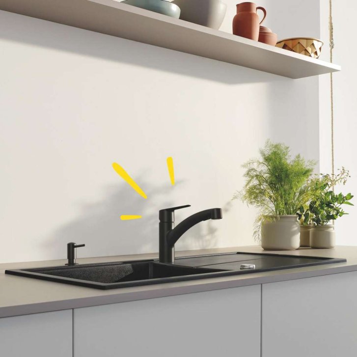 Grohe QuickFix Start - Dřezová baterie s výsuvnou sprškou, matná černá 305312431