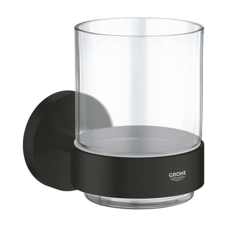 Grohe QuickFix Start - Držák kartáčků a pasty, sklo/matná černá 411942430