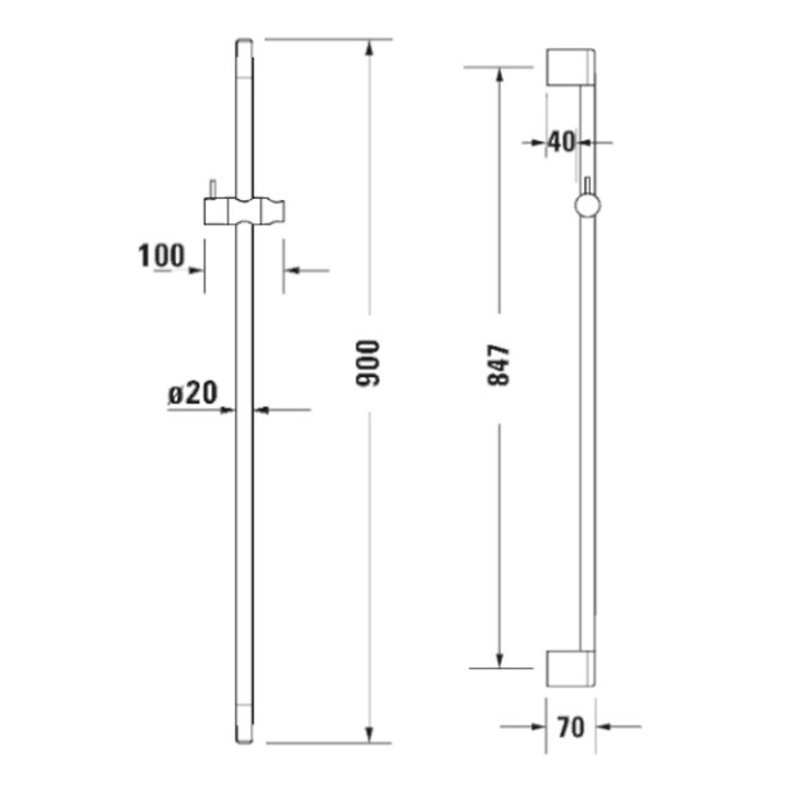 Duravit - Sprchová tyč 90 cm, kartáčovaný bronz UV0600004004