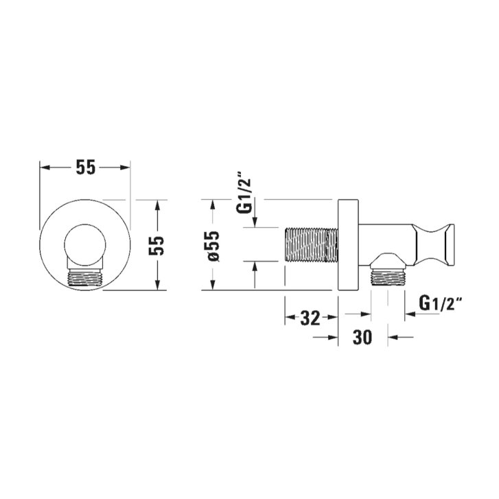 Duravit - Sprchové kolínko s držákem, kartáčovaný nerez UV0630009070