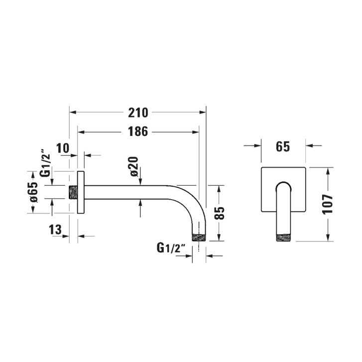 Duravit - Sprchové rameno, 21 cm, chrom UV0670036010