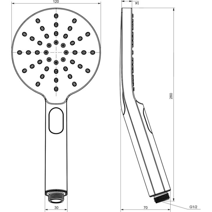 Ravak - Sprchová hlavice Flat 956.00, 12 cm, 3 proudy, chrom X07P233