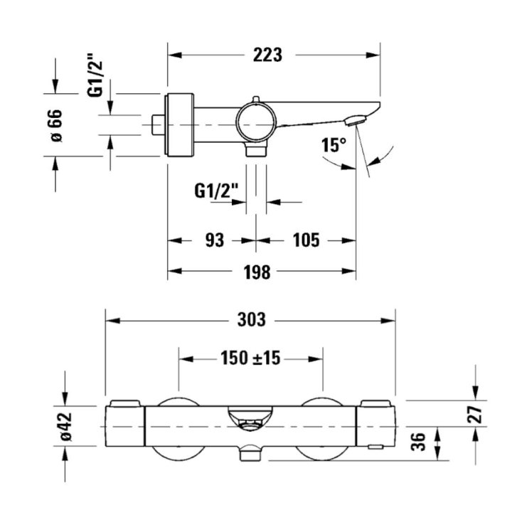 Duravit Wave - Termostatická vanová baterie, chrom WA5220000010