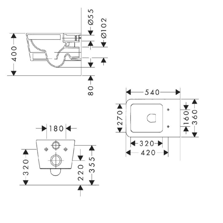 Hansgrohe EluPura Original Q - Závěsné WC, Rimless, bílá 60145450