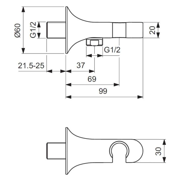 Ideal Standard La Dolce Vita - Nástěnné kolínko s držákem, Magnetic Grey BD682A5