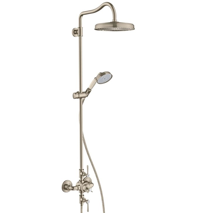 Axor Montreux - Showerpipe s termostatickou baterií a horní sprchou 1jet, kartáčovaný nikl 16572820