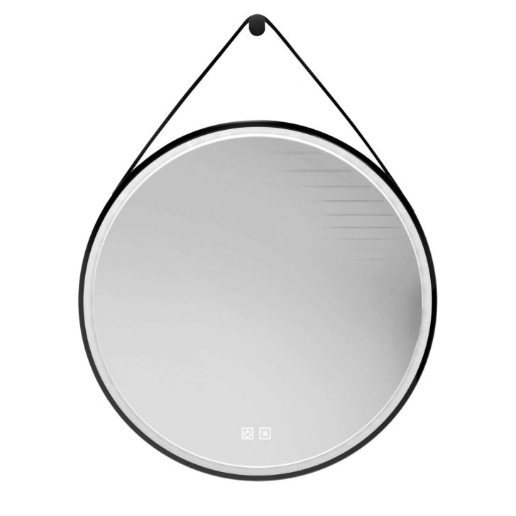 kielle Idolio - Zrcadlo s LED osvětlením a vyhříváním, průměr 59 cm, černá 50324004