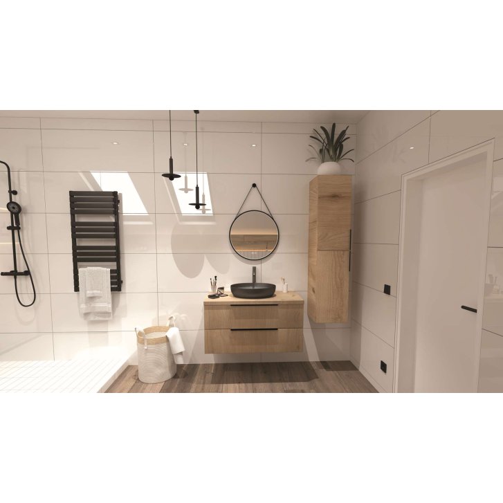 kielle Idolio - Zrcadlo s LED osvětlením a vyhříváním, průměr 59 cm, černá 50324004