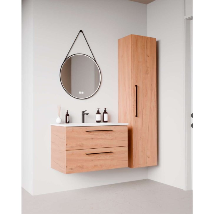 kielle Idolio - Zrcadlo s LED osvětlením a vyhříváním, průměr 59 cm, černá 50324004