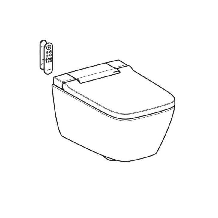 Geberit AquaClean - Elektronický bidet AquaClean Sela Square s keramikou, Rimfree, SoftClose, KeraTect, bílá 146.250.01.1