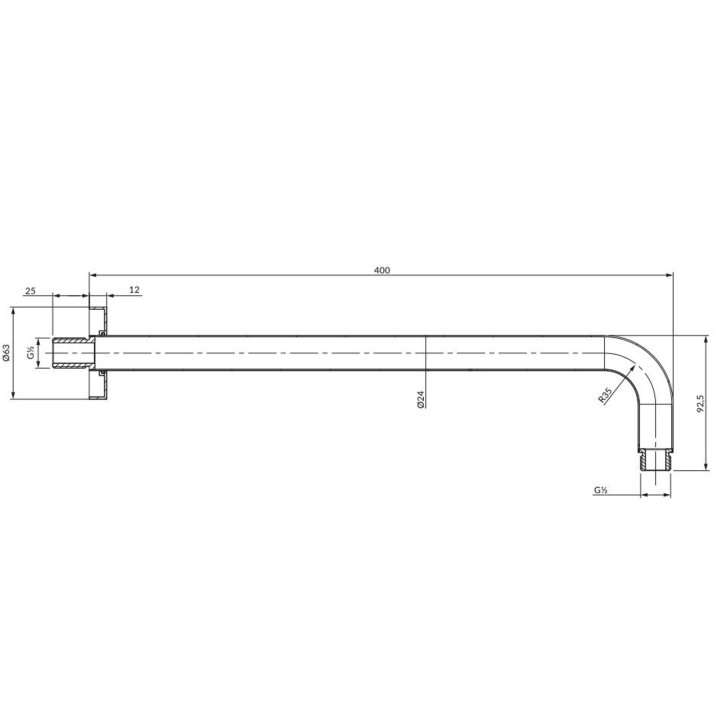 OMNIRES - Sprchové rameno, 40 cm, chrom RA01LCR