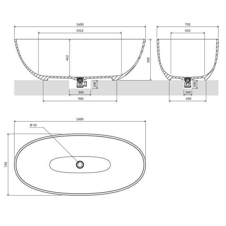 OMNIRES Shell M+ - Volně stojící vana, 160x75 cm, matná bílá SHELLWWBM