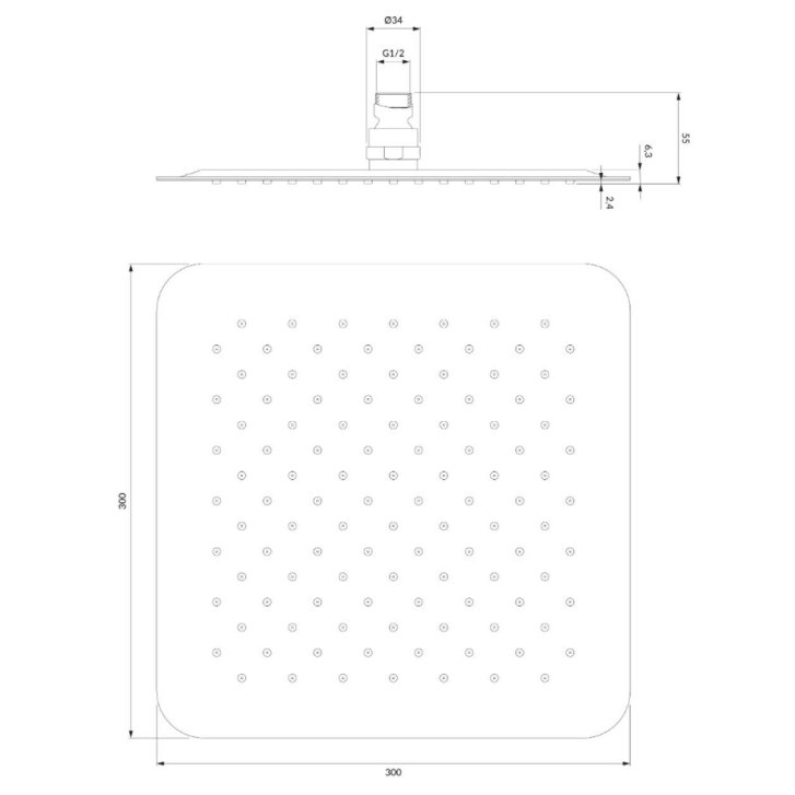 OMNIRES Ultra Slimline - Hlavová sprcha, 30x30 cm, chrom WGU230CR