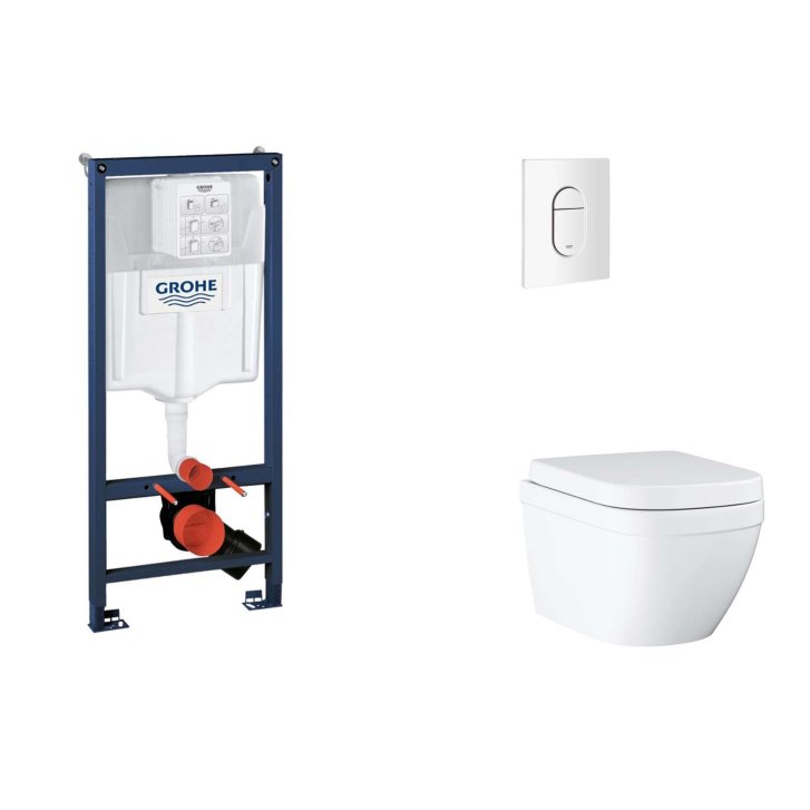 Grohe Rapid SL - Set předstěnové instalace, klozetu, sedátka SoftClose a tlačítka Arena Cosmopolitan, Triple Vortex, alpská bílá SANI11BB3122