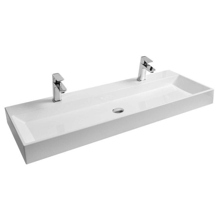 Ravak Natural - Dvojumyvadlo Duo, 120x45 cm, bez přepadu, otvory pro baterie, bílá XJO01212000