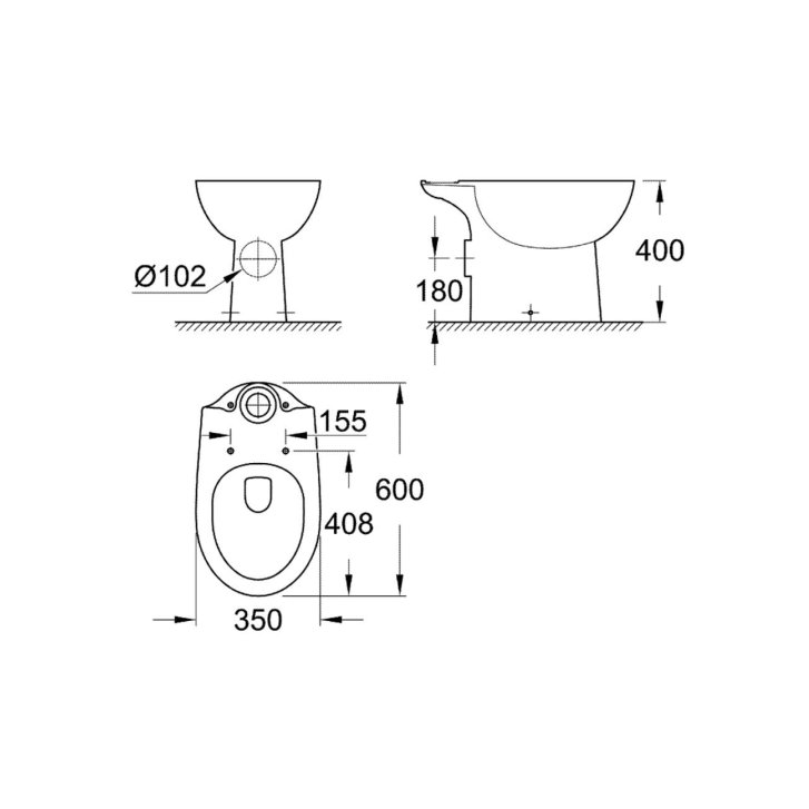 Grohe Bau Ceramic - WC kombi mísa, alpská bílá 39428000