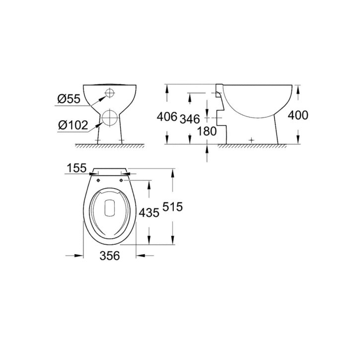 Grohe Bau Ceramic - Stojící WC, rimless, alpská bílá 39430000