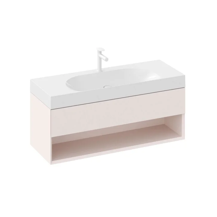 Ravak Lite - Umyvadlová skříňka 120x45x43 cm, 1 zásuvka, Alabaster Pink X000001872