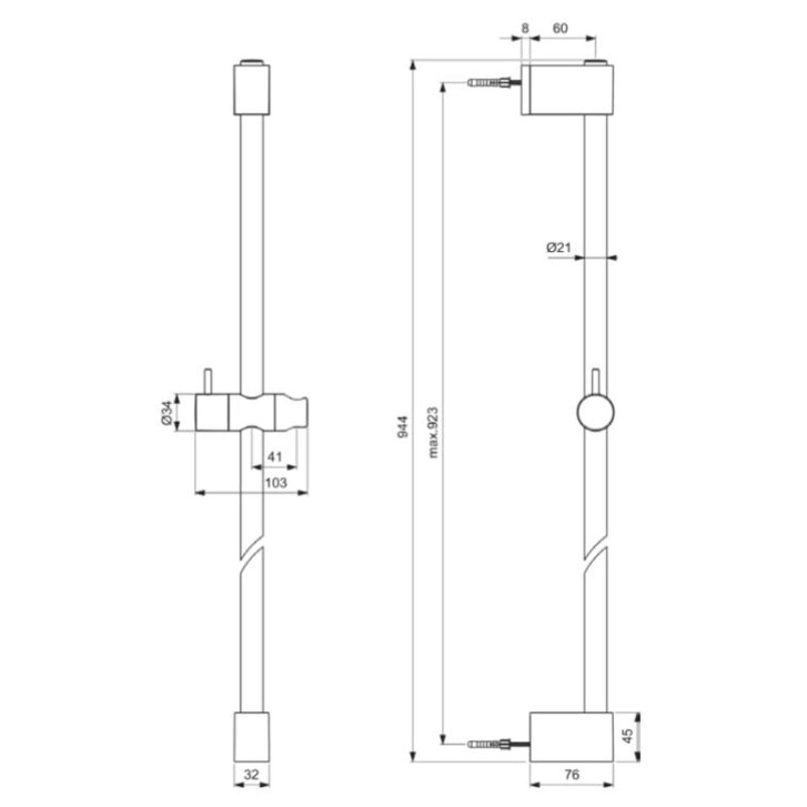Ideal Standard Idealrain - Sprchová tyč 90 cm, chrom BE401AA