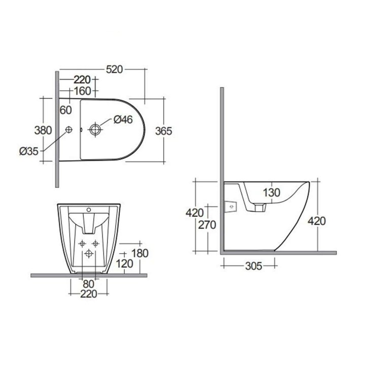 Kludi Resa D - Stojící bidet, otvor pro baterii, lesklá bílá 24BIB0143