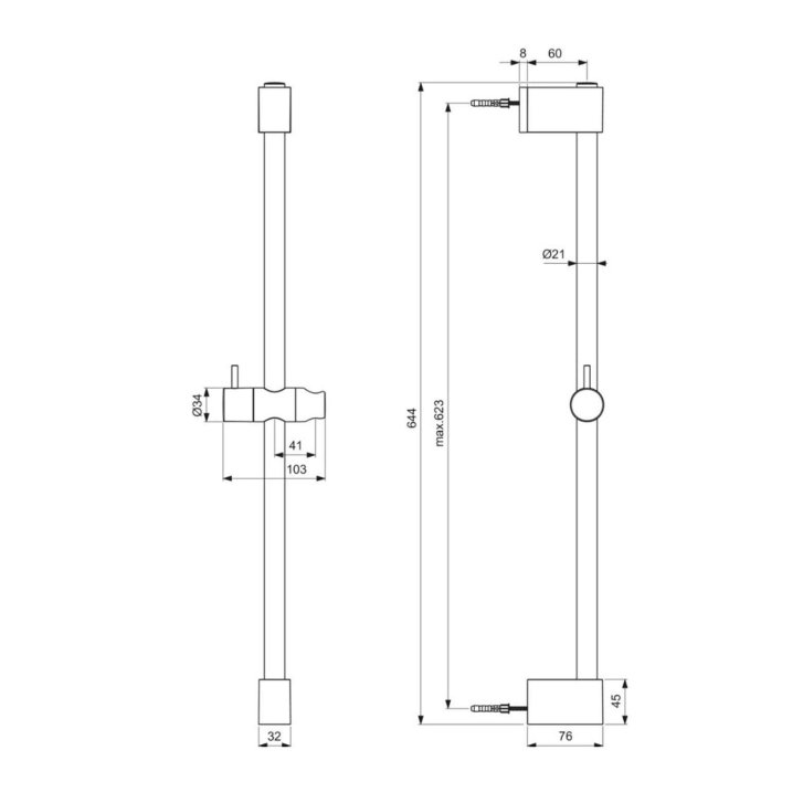 Ideal Standard Idealrain - Sprchová tyč 60 cm, hedvábná černá BE400XG
