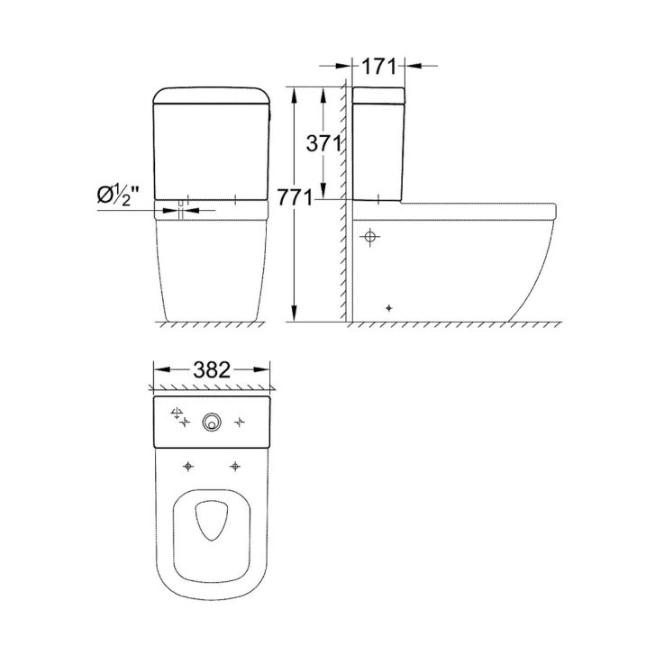 Grohe Euro Ceramic - Splachovací nádrž, 39x17 cm, spodní napouštění, alpská bílá 39332000