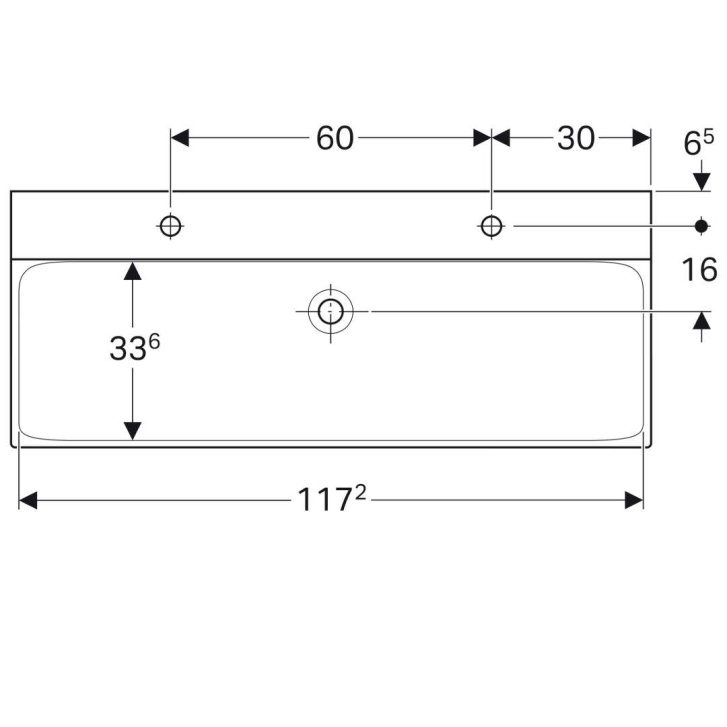 Geberit Xeno 2 - Umyvadlo, 120x48 cm, s KeraTect, bílá 500.550.01.1