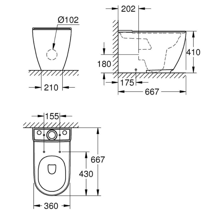 Grohe Essence - WC kombi mísa, rimless, PureGuard, alpská bílá 3957200H