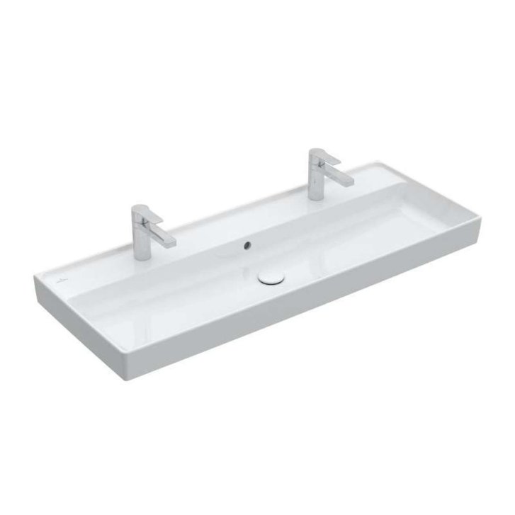 Villeroy & Boch Collaro - Umyvadlo nábytkové 120x47 cm, s přepadem, 2 otvory pro baterii, CeramicPlus, alpská bílá 4A33C4R1