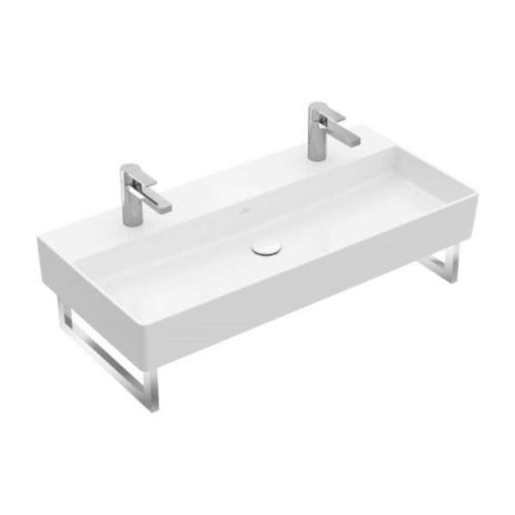 Villeroy & Boch Memento 2.0 - Dvojumyvadlo 120x47 cm, s přepadem, 2 otvory pro baterii, alpská bílá 4A22C401