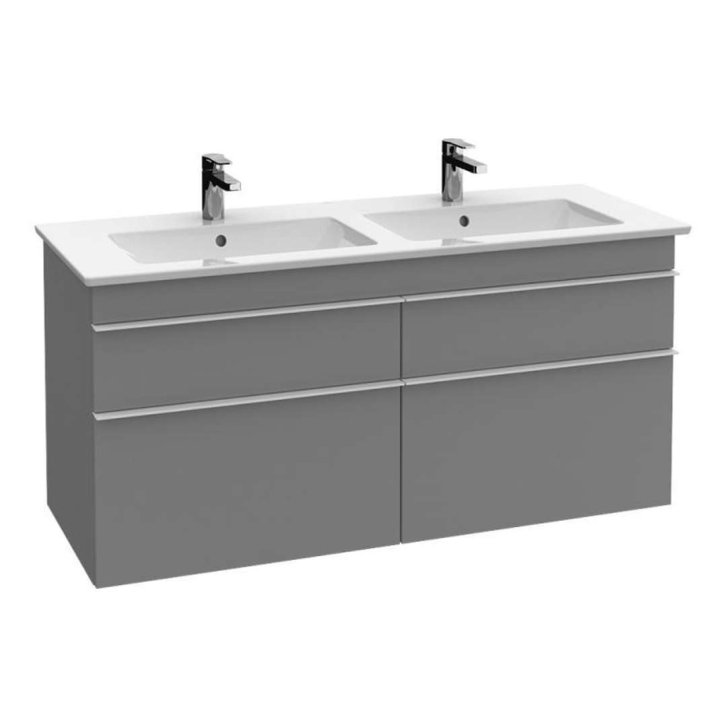 Villeroy & Boch Venticello - Dvojumyvadlo nábytkové 130x50 cm, s přepadem, 2 otvory pro baterii, CeramicPlus, alpská bílá 4111DLR1